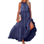 Damen Luftiges Maxikleid mit Rüschendetails und hoher Taille R&B
