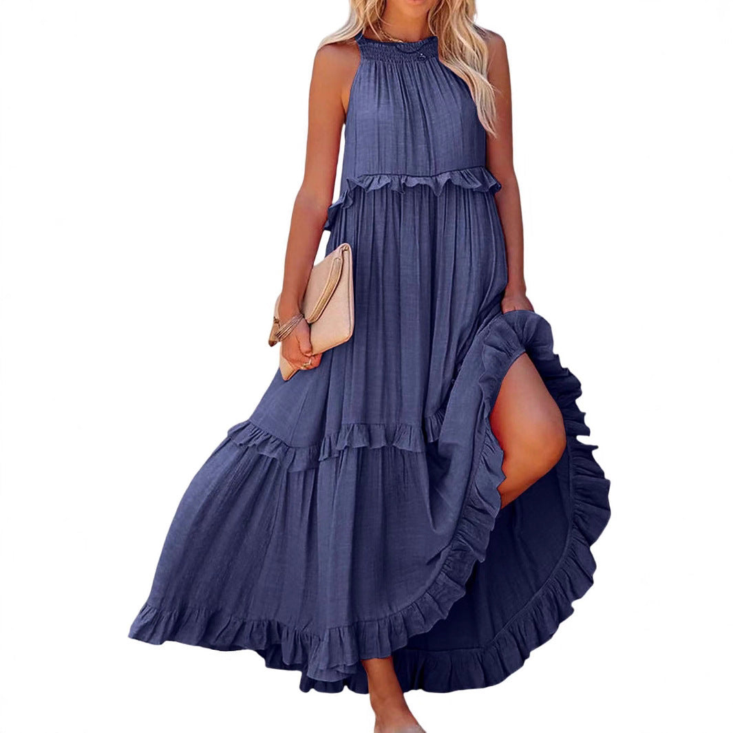 Damen Luftiges Maxikleid mit Rüschendetails und hoher Taille R&B