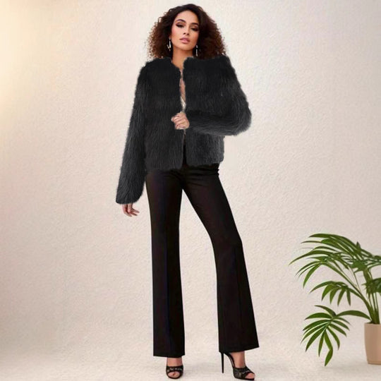 Damen kuschelige Kurzjacke mit lockerer Passform und elegantem Design R&B