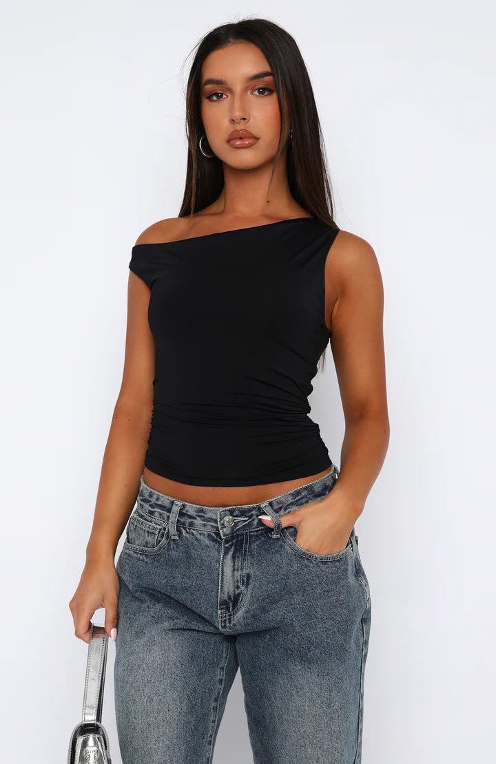 Damen Crop-Top mit floralem Design und schulterfreiem Schnitt R&B