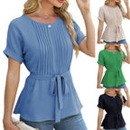Damen Bluse mit Rüschendetails und seitlichem Gürtel R&B