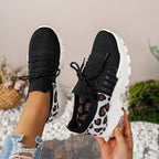 Damen Sportliche Sneakers mit atmungsaktivem Netzmaterial und modischem Tiermuster R&B