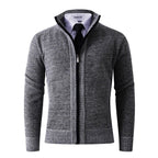 Herren stylische Strickjacke mit hohem Kragen und praktischen Taschen R&B