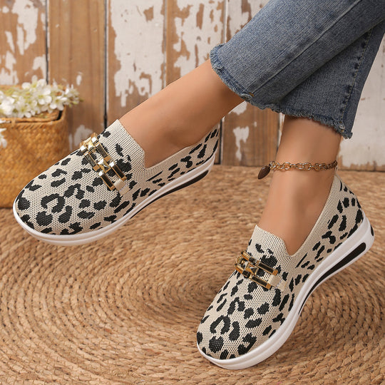 Damen Modische Slip-On Sneakers mit Animal-Print und komfortablem Fußbett R&B