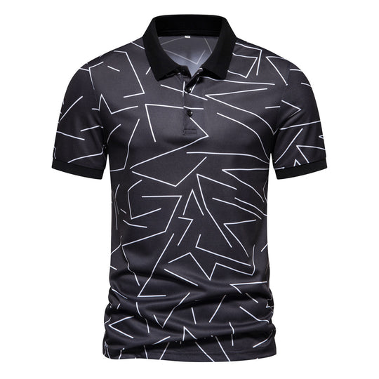 Herren Poloshirt mit modernem Grafikdesign R&B