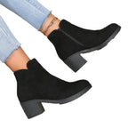 Damen nan elegante Stiefelette mit mittelhohem Blockabsatz, seitlichem Reißverschluss und gepolstertem Komfortfußbett R&B