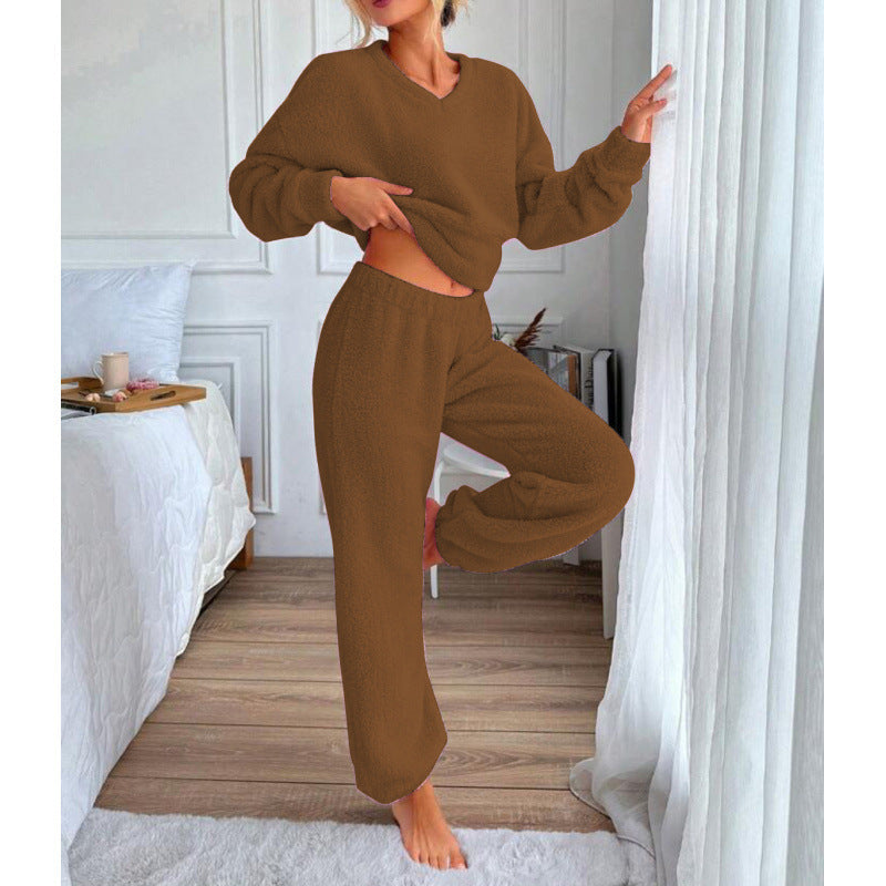 Damen Kuscheliges Fleece-Lounge-Set mit elastischem Bund R&B