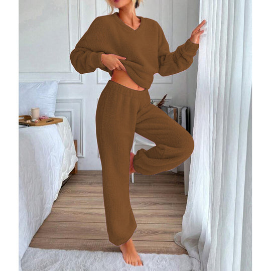 Damen Kuscheliges Fleece-Lounge-Set mit elastischem Bund R&B