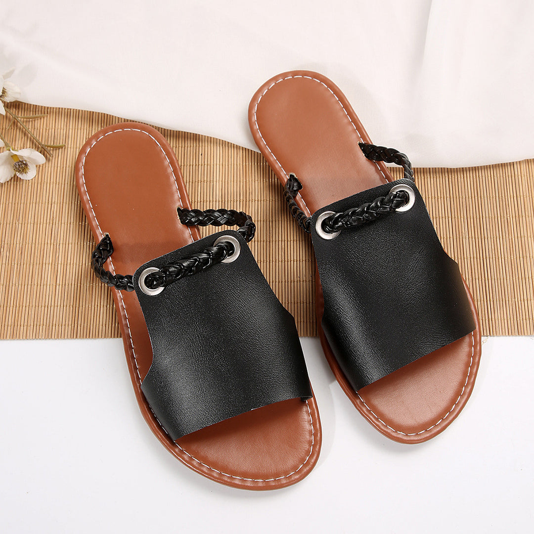 Damen Clogs mit geflochtenem Riemendesign und rutschfester Sohle R&B