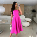 Damen A-linien Cocktailkleid mit trägerlosem Schnitt und schwingendem Rock R&B