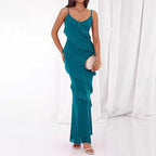 Damen Maxikleid mit Rüschen und Spaghettiträgern R&B