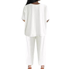 Damen Jumpsuit mit lässigem V-Ausschnitt und weitem Bein R&B