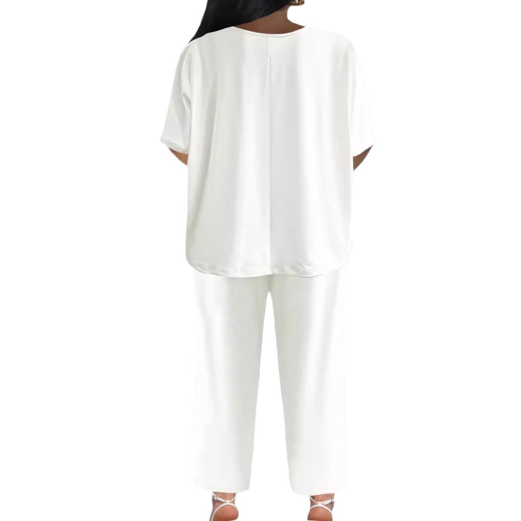 Damen Jumpsuit mit lässigem V-Ausschnitt und weitem Bein R&B