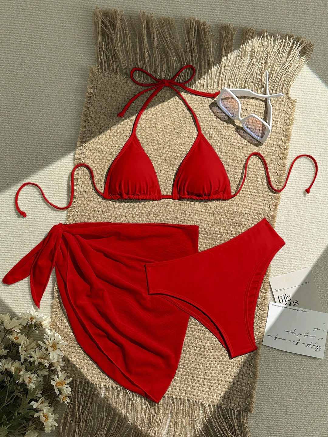 Damen Triangel-Bikini mit Wickeltuch und verstellbaren Trägern R&B