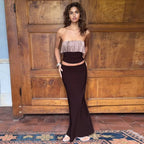 Damen Elegantes Zweiteiliges Abendkleid mit fransendem Oberteil und figurbetonter Silhouette R&B