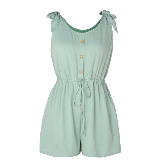 Damen Sommerlicher Jumpsuit mit Knopfleiste und Taillenzug R&B