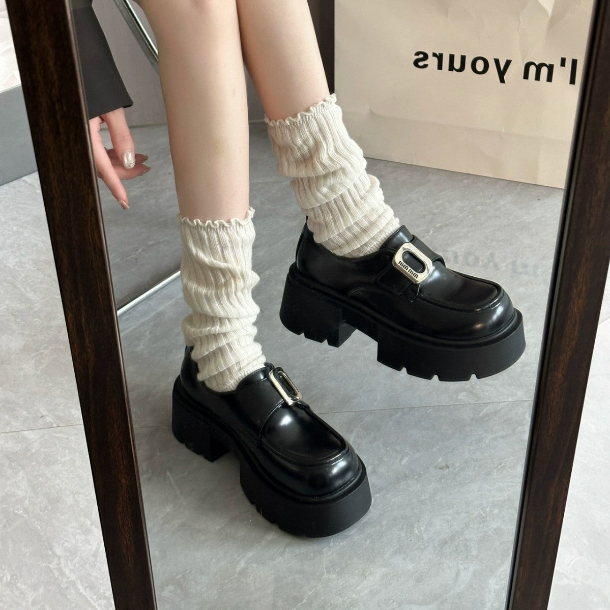 Damen Chunky Schnürschuhe mit modischer Schnallen-Applikation R&B
