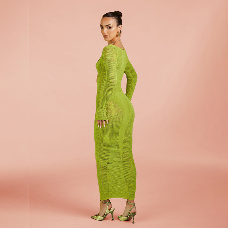 Damen eng anliegendes Netzkleid mit Cut-Out-Details R&B