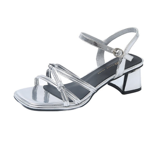 Damen elegante Sandalen mit verstellbarem Riemen und komfortablem Blockabsatz R&B