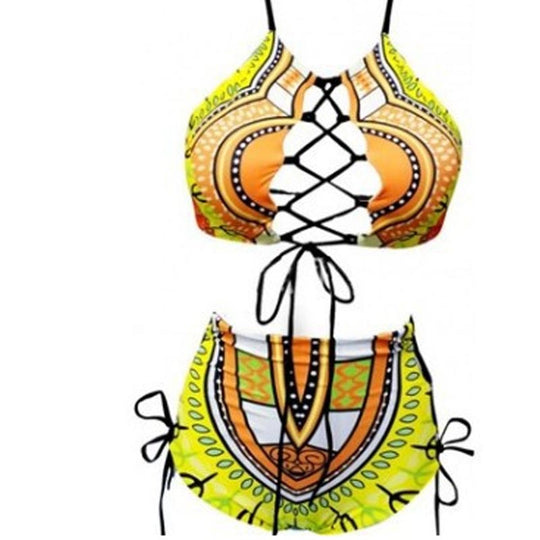 Damen Hochgeschnittener Bikini mit verspieltem Schnürdesign R&B