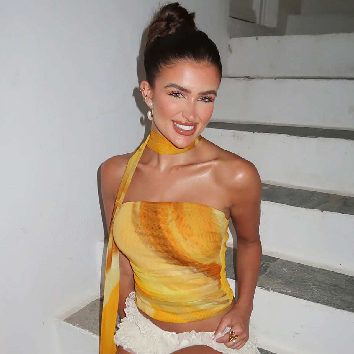 Damen Elegantes Wickeloberteil mit offener Rückenpartie R&B