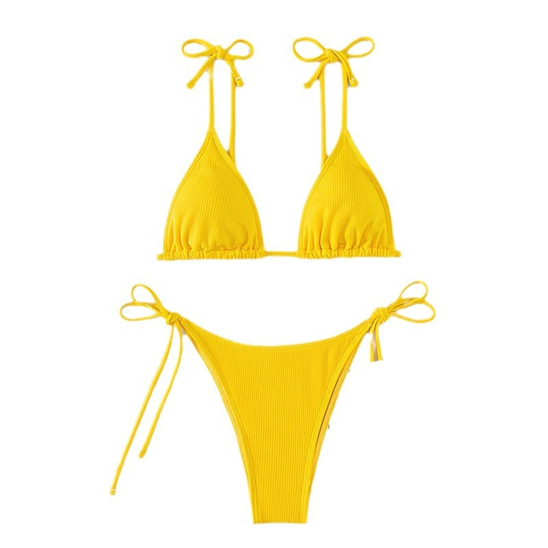 Damen Triangel-Bikini mit dekorativen Schnürdetails