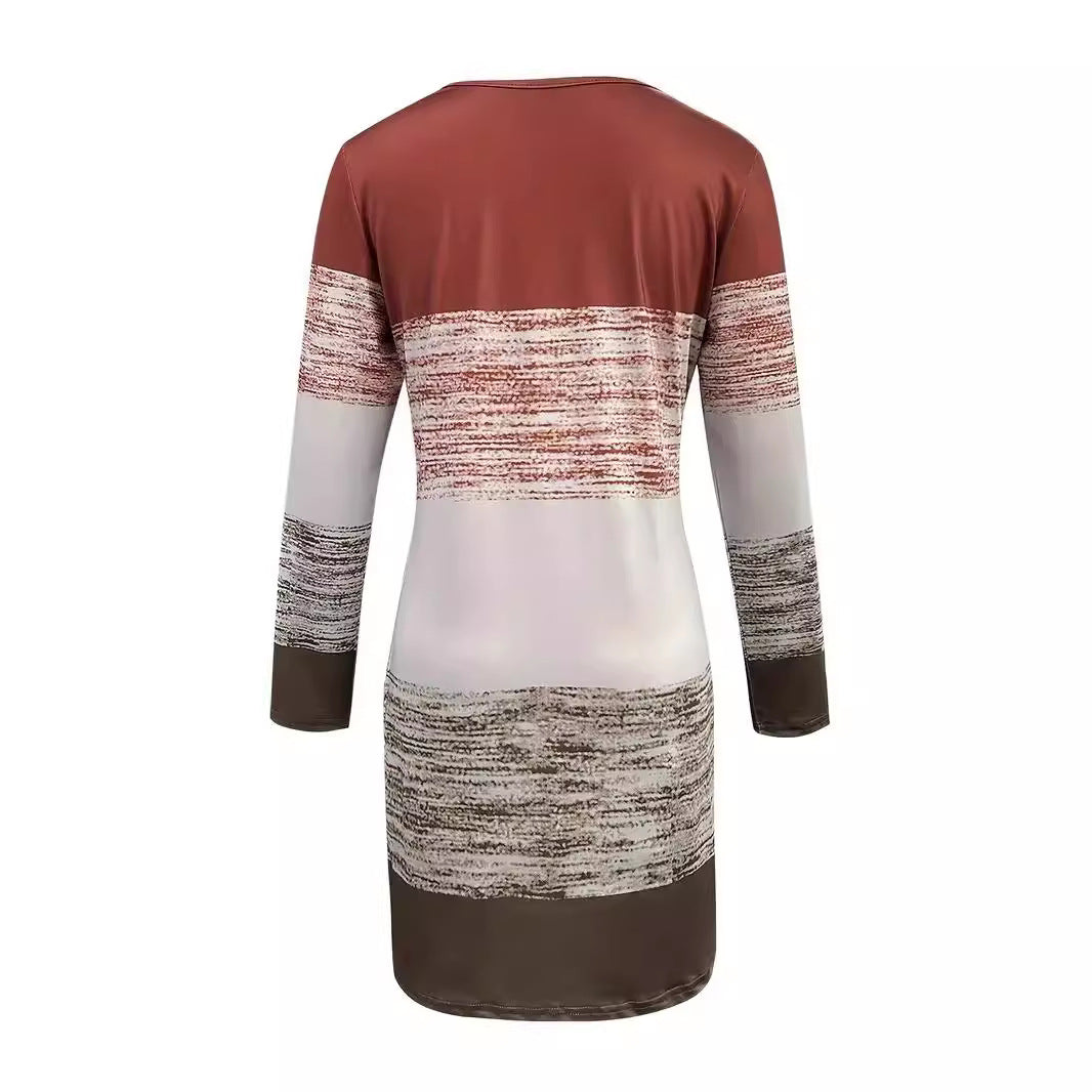 Damen Freizeitkleid mit modernem Streifenmuster und bequemen Schnitt R&B