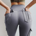 Damen Sportliche Cargo-Leggings mit hohem Taillenbund und praktischen Taschen R&B