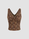 Damen Dekoratives Floral Top mit Raffungen R&B
