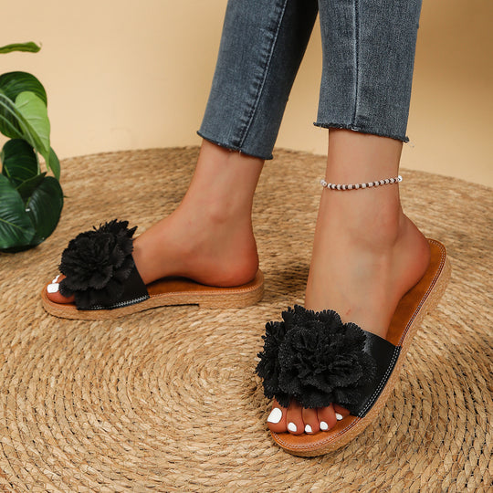 Damen Pantoletten mit dekorativen Blumendetails R&B