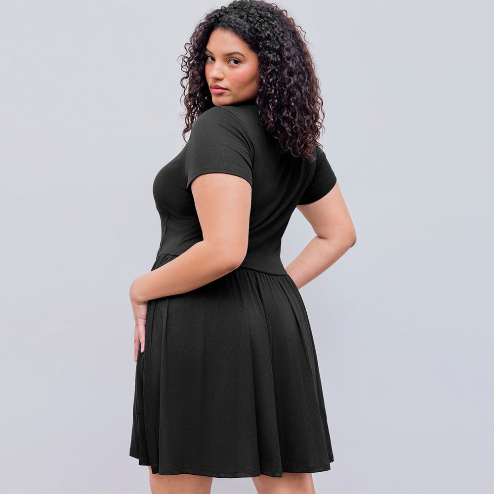 Damen elegantes A-Linien Kleid mit schwingendem Rock und modischem Schnitt R&B