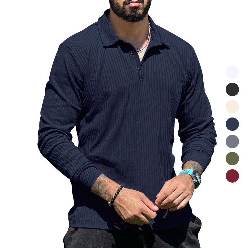 Herren langer Strickpullover mit strukturiertem Design und Knopfleiste R&B