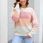 R&B | Pullover - Damen Frühling Farbstreifen Strickpullover