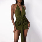 Damen Mini-Kleid mit aufregendem Wickeldesign und verführerischem Drapierungsdetail R&B