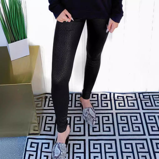 Damen Hochwertige Leggings mit Schlangenmuster R&B