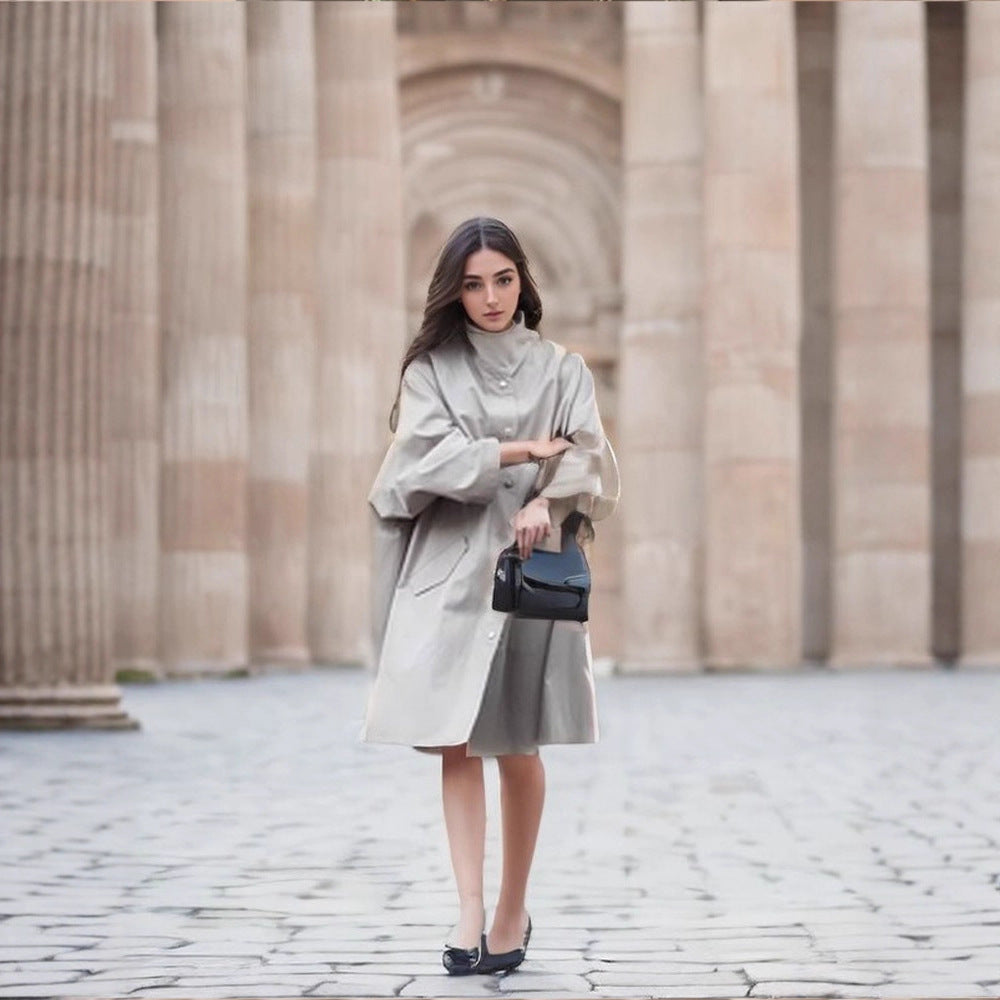 Damen Oversized Trenchcoat mit minimalistischen Knopfdetails R&B