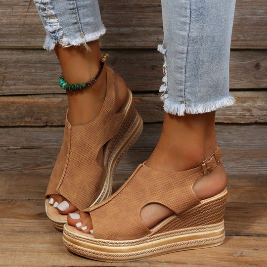 Damen Wedge-Sandalen mit atmungsaktivem Obermaterial und elastischem Riemen R&B