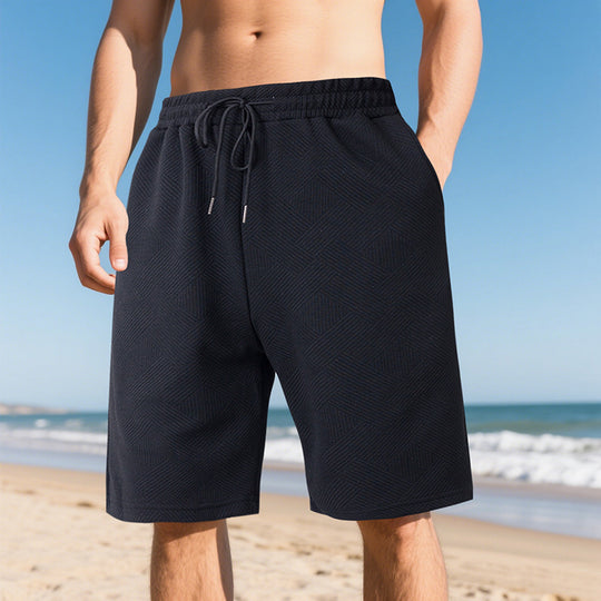Herren nan knielange Textur-Badeshort mit elastischem Kordelbund und seitlichen Eingrifftaschen R&B