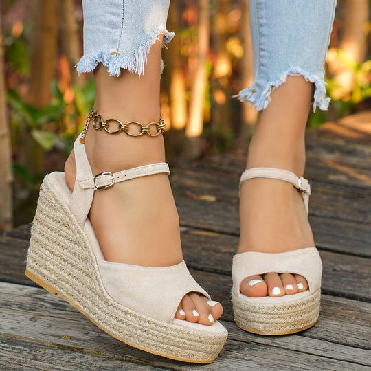 Damen Wedge-Pantoletten mit eleganter Schnallenverzierung R&B