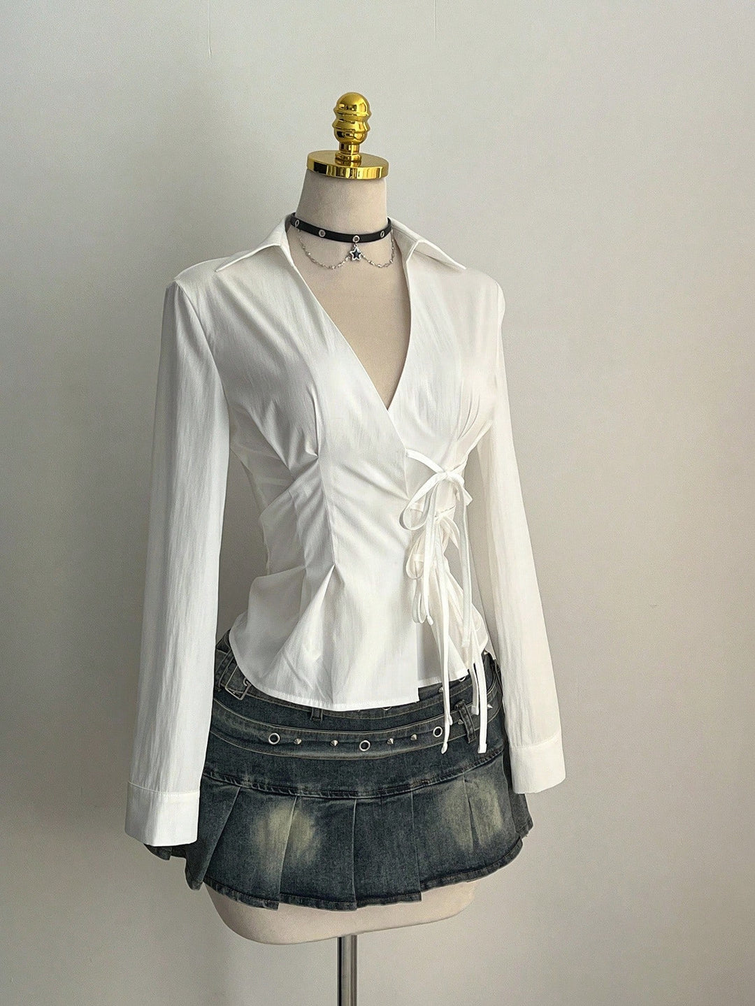 Damen Elegantes Wickeloberteil mit feinen Rüschendetails R&B