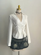 Damen Elegantes Wickeloberteil mit feinen Rüschendetails R&B