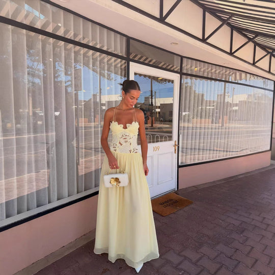Damen Elegantes Blumendesign Kleid R&B