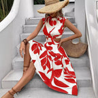 Damen Asymmetrisches Kleid mit Cut-Out-Details und Floralem Design R&B
