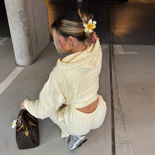 Damen lässige Sportbekleidungs-Set mit cropped Oberteil und bequemen Shorts R&B