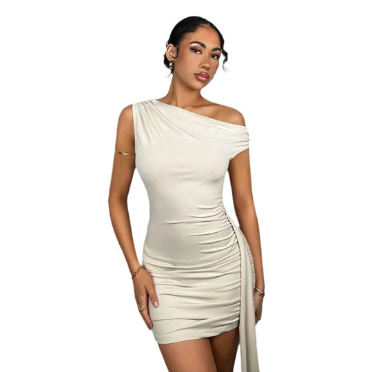 Damen asymmetrisches Mini-Kleid mit elegantem Draping R&B