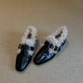 Damen Komfortable Ballerinas mit kuscheligem Innenfutter und modischem Schnallenakzent R&B