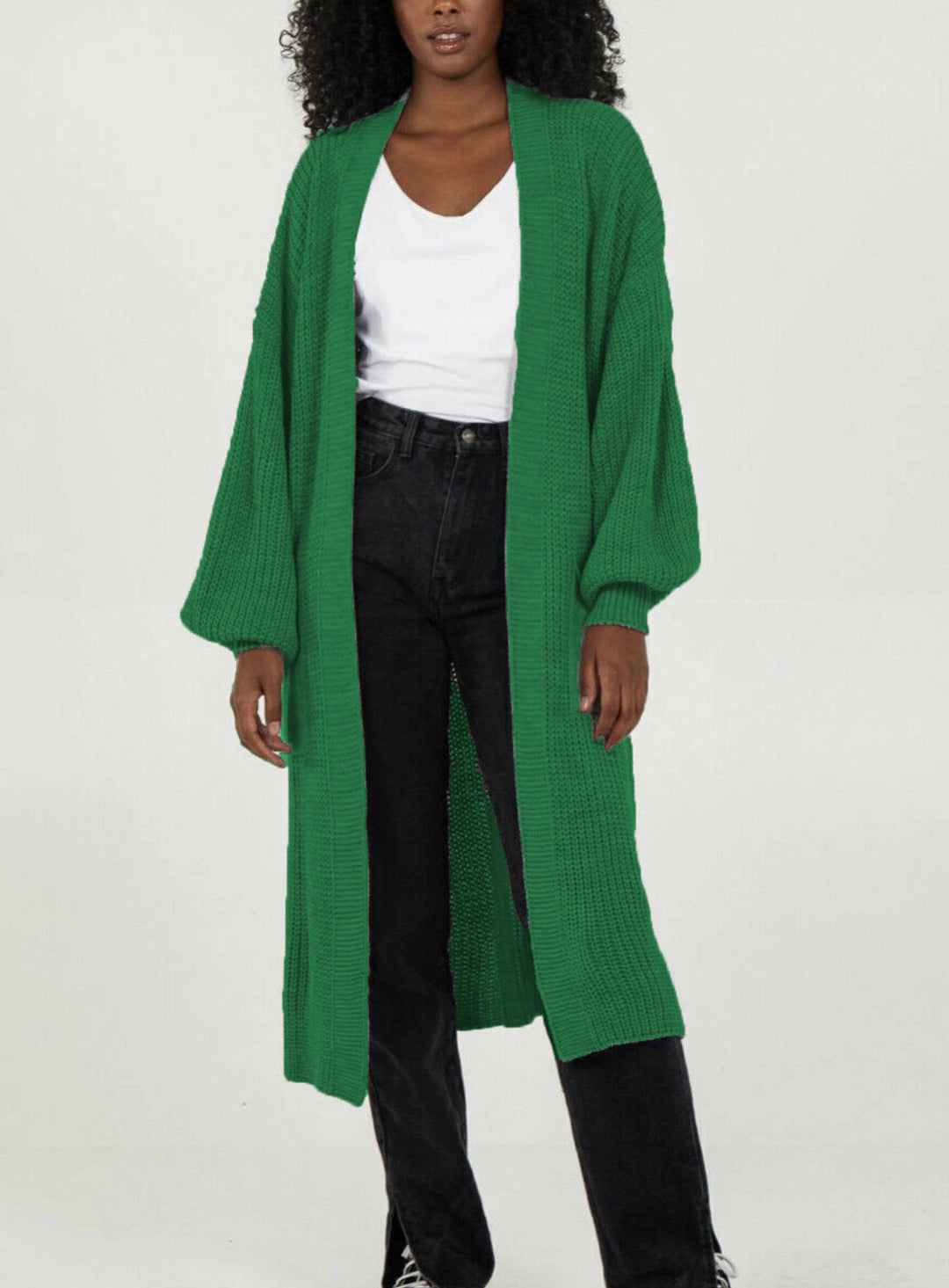 Damen Langer Strickcardigan mit luftigen Ärmeln und offenen Fronten R&B