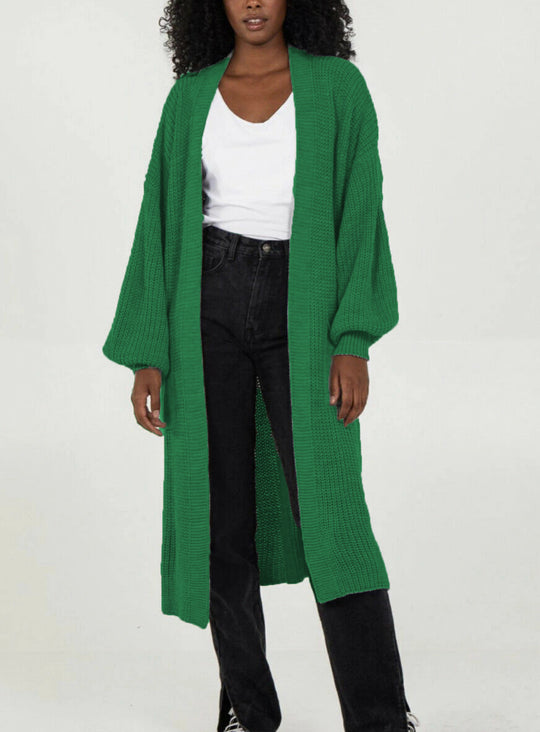 Damen Langer Strickcardigan mit luftigen Ärmeln und offenen Fronten R&B