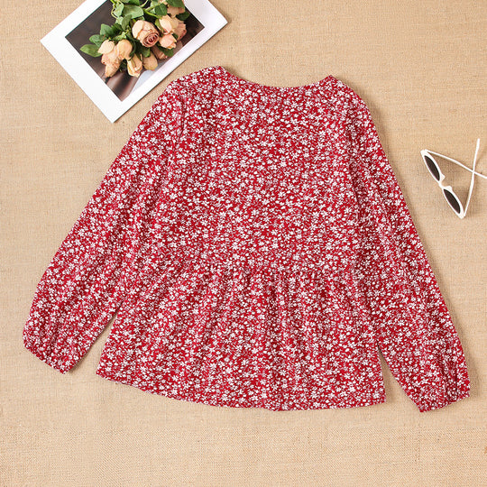 Damen Bluse mit floralem Design und Knopfdetails R&B