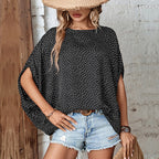 Damen Oversized Bluse mit Punktmuster und offenem Schnitt R&B